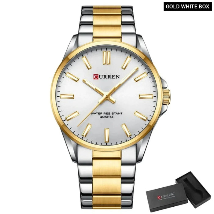 Classic Fashion Brand Watches For Men Business Quartz Luminous Hands Wristwatches With Stainless Steel Strap