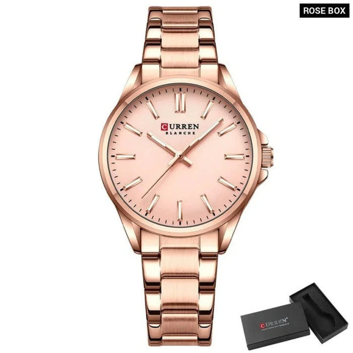 Stainless Steel Classic Luminous Hands Quartz Fashion Wristwatches For Women