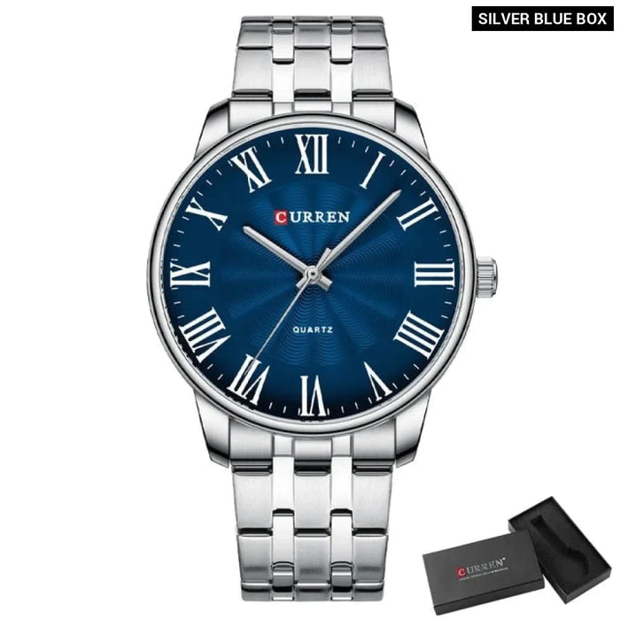 Fashion Brand Quartz Watches For Men Stainless Steel Band Wristwatches Black Clock For Male