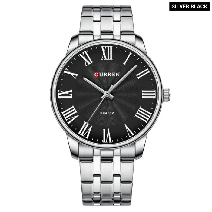 Fashion Brand Quartz Watches For Men Stainless Steel Band Wristwatches Black Clock For Male