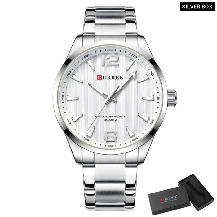 Fashion Brand Men'S Watches With Luminous Hands Business Stainless Steel Band Wristwatches For Male