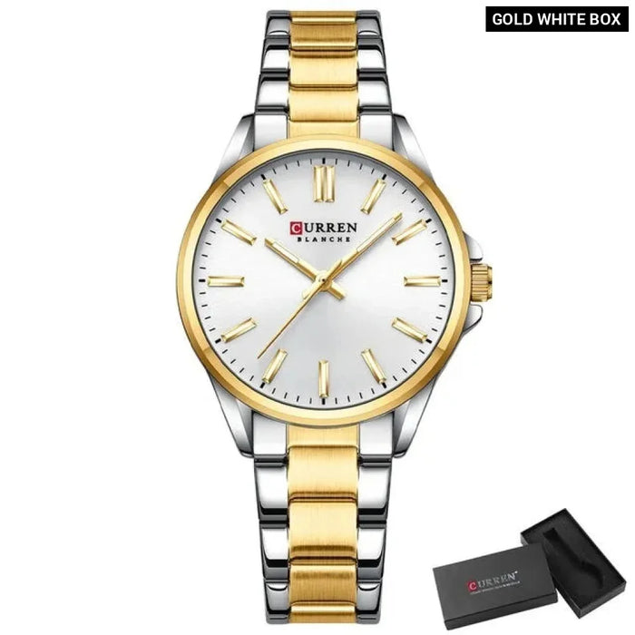 Simple Casual Stainless Steel Quartz Pointers Wristwatches For Women