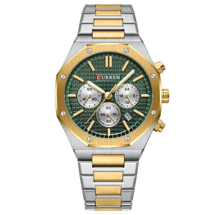 Fashion Quartz Square Design Dial Sports Stainless Steel Bracelet Luminous Hands Wrist Watches With Chronograph Function