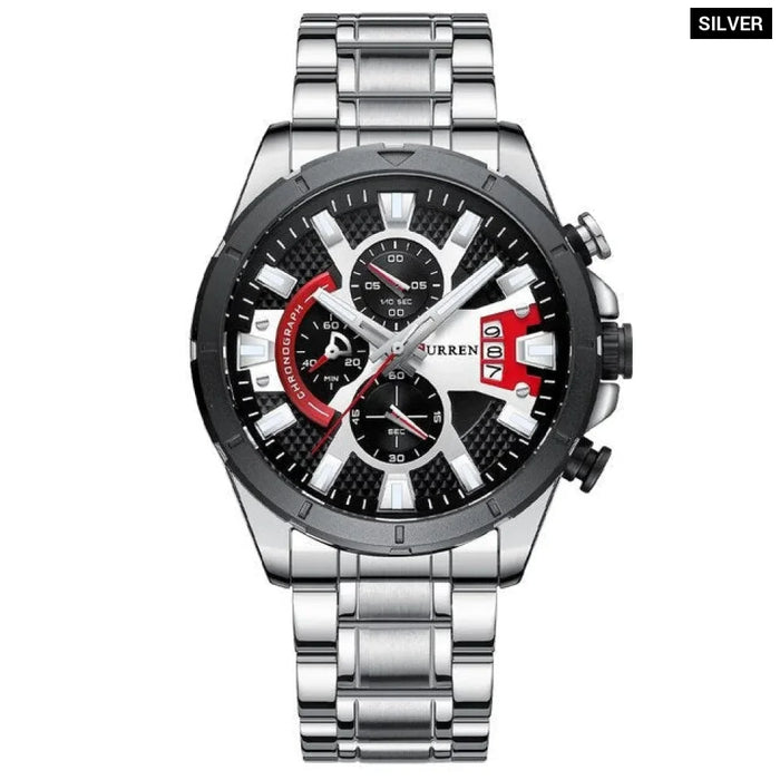 Male Casual Quartz Chronograph Watches Fashion Luminous Clock Stainless Steel Band Wristwatches For Men