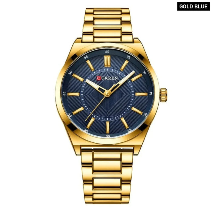 Man Watch Fashion Stainless Steel Quartz Wristwatches Thin Watches For Men Gold Clock