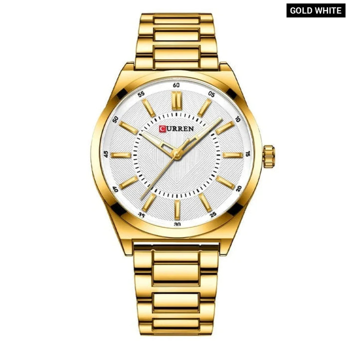 Man Watch Fashion Stainless Steel Quartz Wristwatches Thin Watches For Men Gold Clock