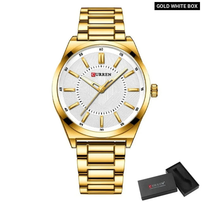 Man Watch Fashion Stainless Steel Quartz Wristwatches Thin Watches For Men Gold Clock