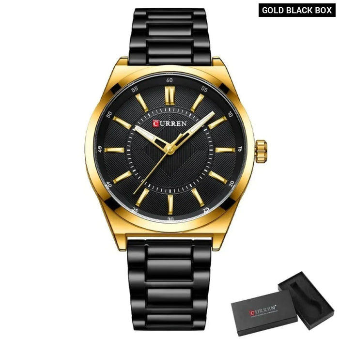 Man Watch Fashion Stainless Steel Quartz Wristwatches Thin Watches For Men Gold Clock