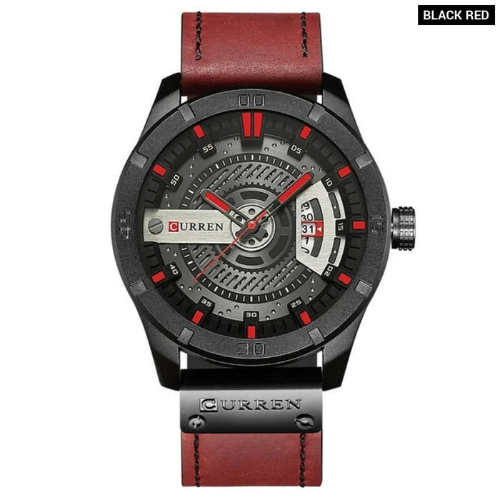 Men Military Sports Watches Men'S Quartz Date Clock Man Casual Leather Wristwatches