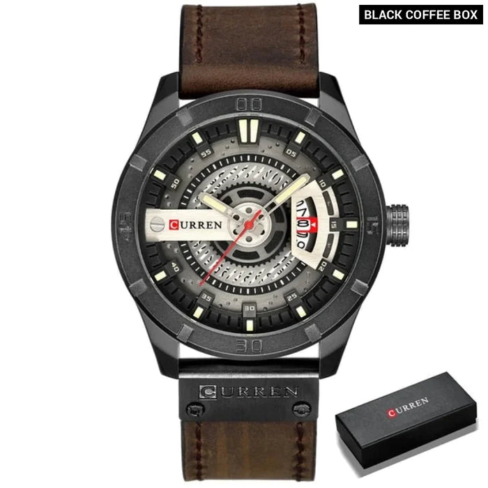 Men Military Sports Watches Men'S Quartz Date Clock Man Casual Leather Wristwatches