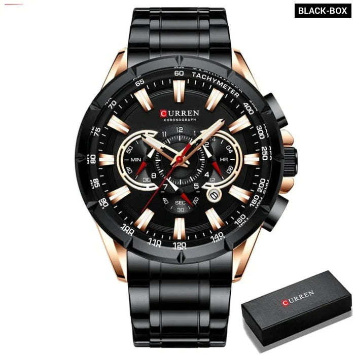 Stainless Steel Fashion Sport Chronograph Quartz Wristwatch For Men