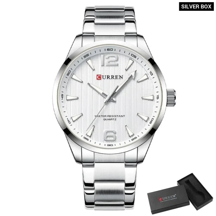 Fashion Watches For Men Quartz Luminous Hands Wristwatches Business Stainless Steel Band Clock Male