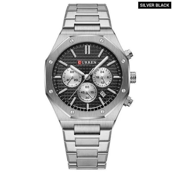 Casual Stainless Steel Quartz Wristwatches With Luminous Hands For Men