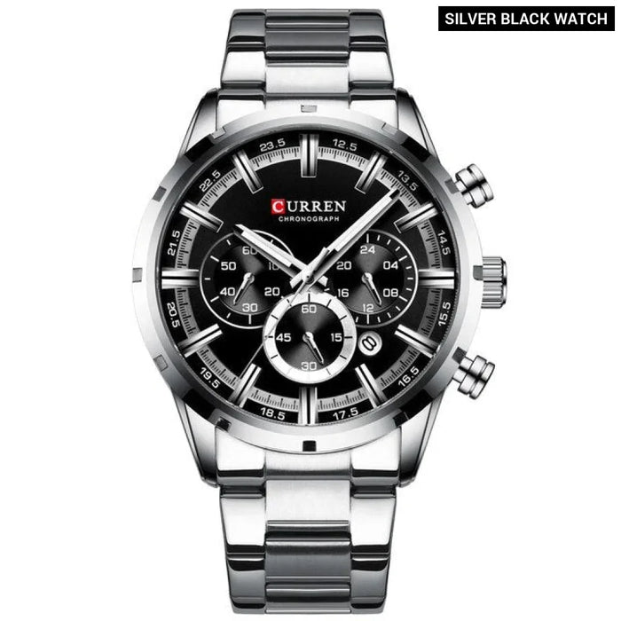 Fashion Watches With Stainless Steel Sports Chronograph Quartz Watch Men