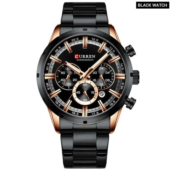 Fashion Watches With Stainless Steel Sports Chronograph Quartz Watch Men