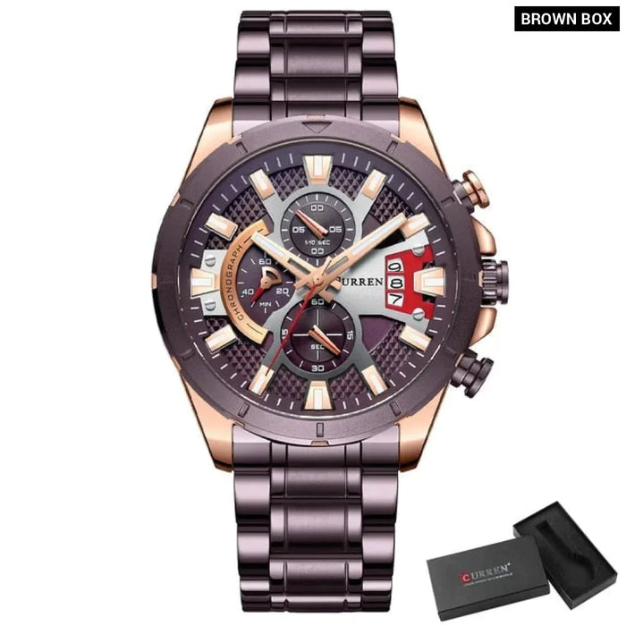 Fashion Wristwatches For Men Casual Luminous Hands Stainless Steel Bracelet Chronograph Quartz Watches