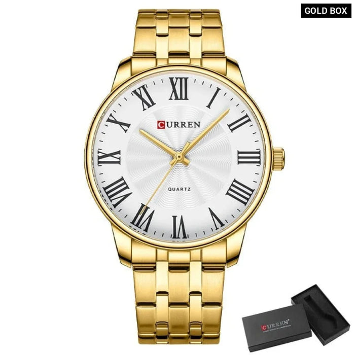 Brand Mens Watches Casual Business Quartz Wristwatches With Roman Numbers Style Stainless Steel Clock