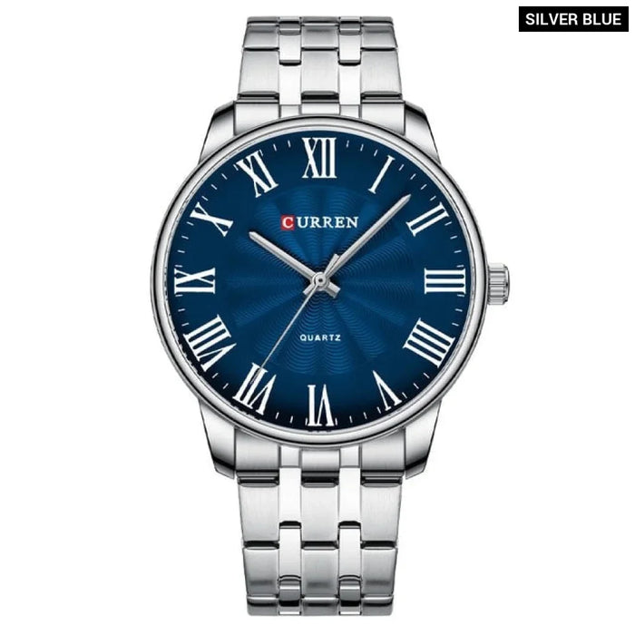 Brand Mens Watches Casual Business Quartz Wristwatches With Roman Numbers Style Stainless Steel Clock