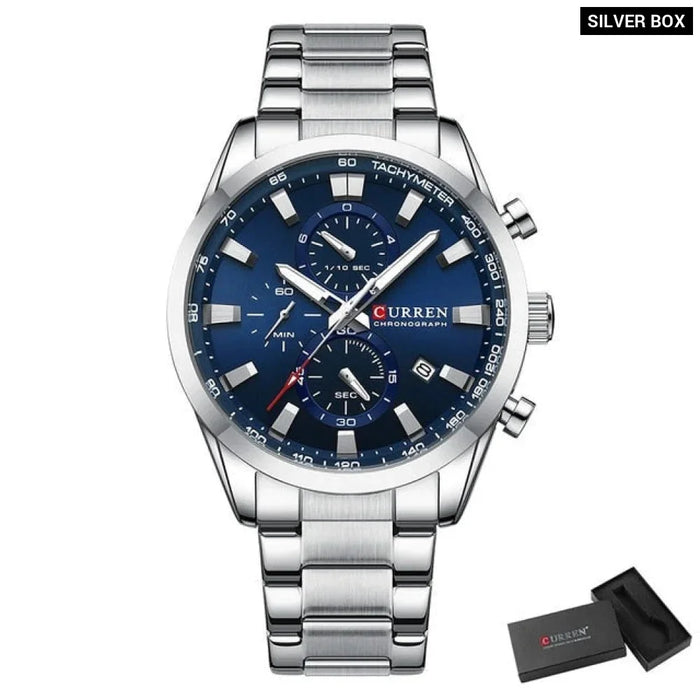 Multifunction Stainless Steel Quartz Men's Wristwatches With Date