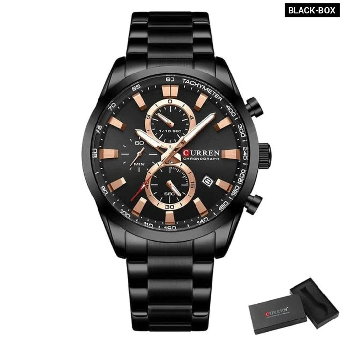 Multifunction Stainless Steel Quartz Men's Wristwatches With Date