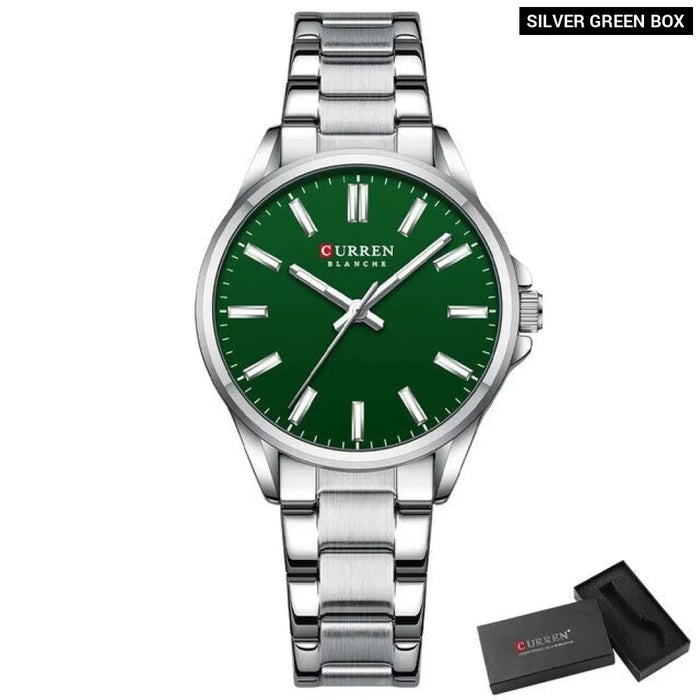 Simple Elegant Stainless Steel Quartz Wristwatches With Luminous Hands For Women