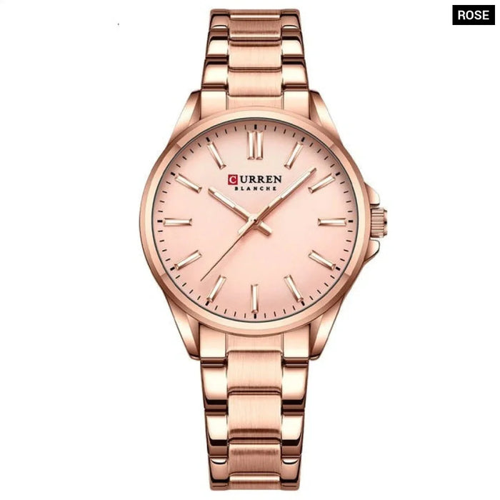 Simple Elegant Stainless Steel Quartz Wristwatches With Luminous Hands For Women