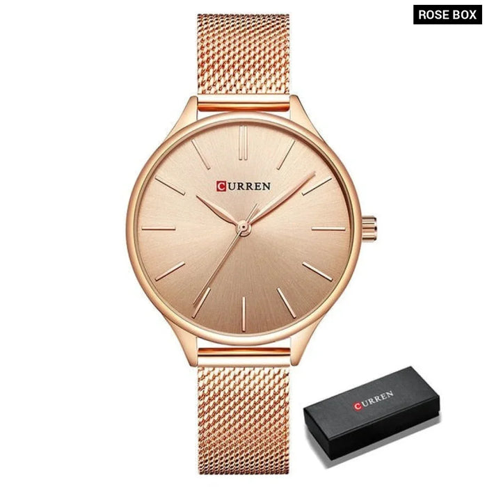 Women Brand Fashion Dress Ladies Bracelet Watch Rose Gold Clock