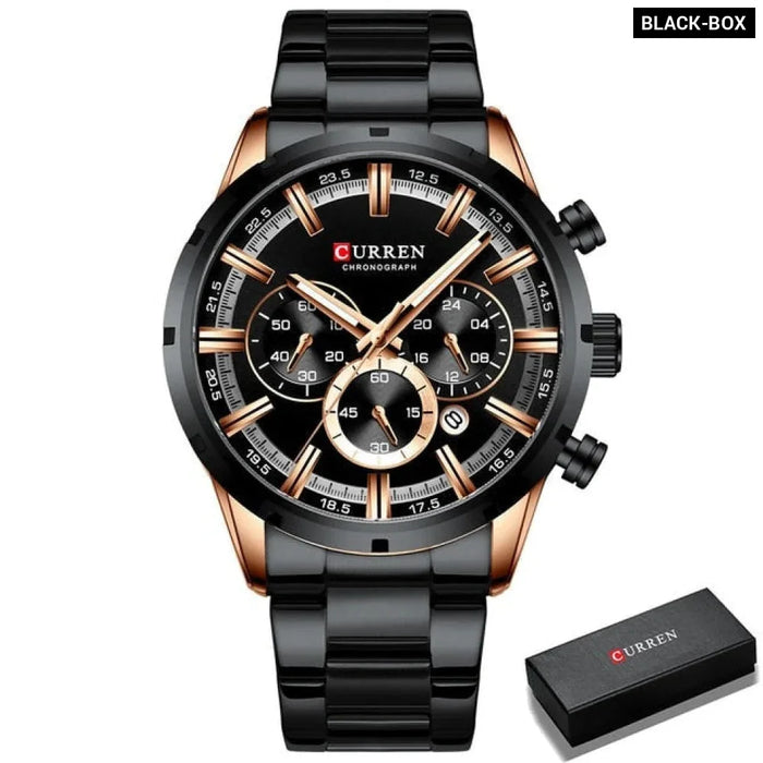 Stainless Steel Military Quartz Chronograph Wristwatch For Male