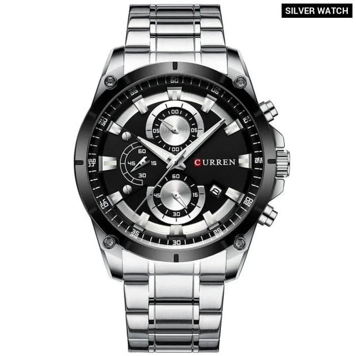 Casual Stainless Steel Chronograph Quartz Male Wristwatch