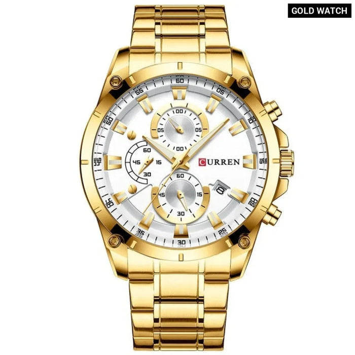 Casual Stainless Steel Chronograph Quartz Male Wristwatch