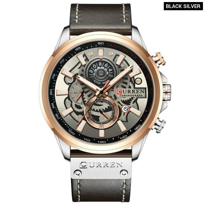 Fashion Leather Strap Chronograph Sport Quartz Men Watches