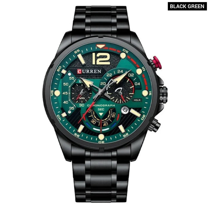 Sport Quartz Chronograph Men's Wristwatches Stainless Steel Clock With Luminous Watch