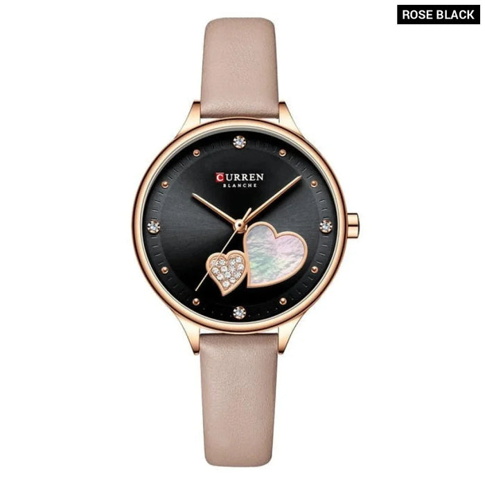 Charming Rhinestone Leather Quartz Wristwatch For Women