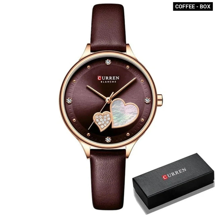 Charming Rhinestone Leather Quartz Wristwatch For Women