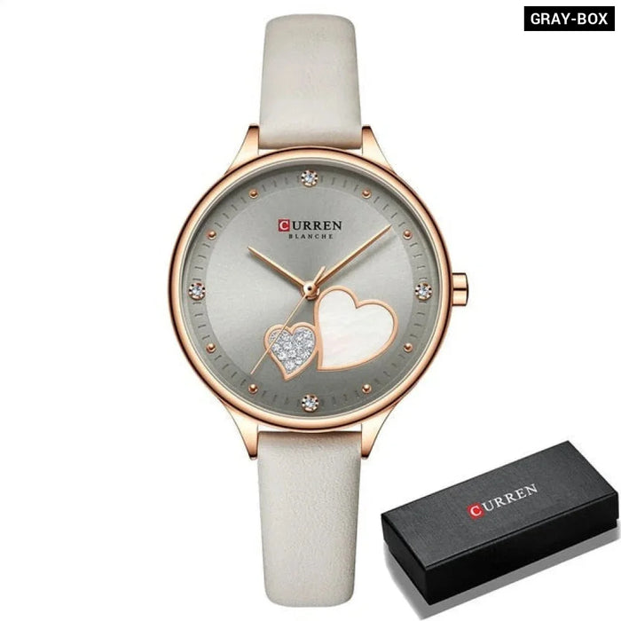 Elegant Leather Fashion Rhinestone Quartz Wristwatch For Women