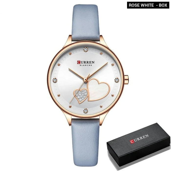 Elegant Leather Fashion Rhinestone Quartz Wristwatch For Women