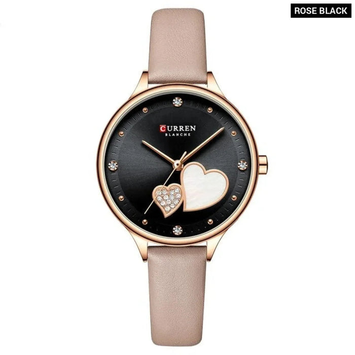 Elegant Leather Quartz Wristwatch With Rhinestone Watches For Female