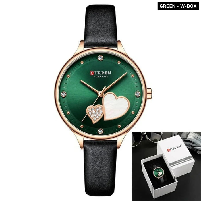 Elegant Leather Quartz Wristwatch With Rhinestone Watches For Female