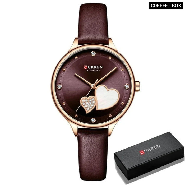 Elegant Leather Quartz Wristwatch With Rhinestone Watches For Female