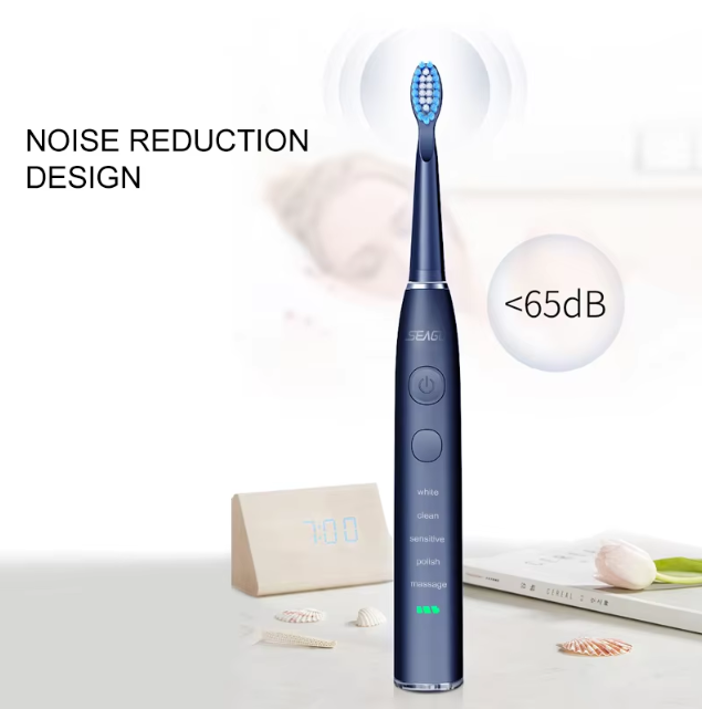 USB Rechargeable Sonic Toothbrush 360 Day Battery Ipx7 4 Heads With Travel Box