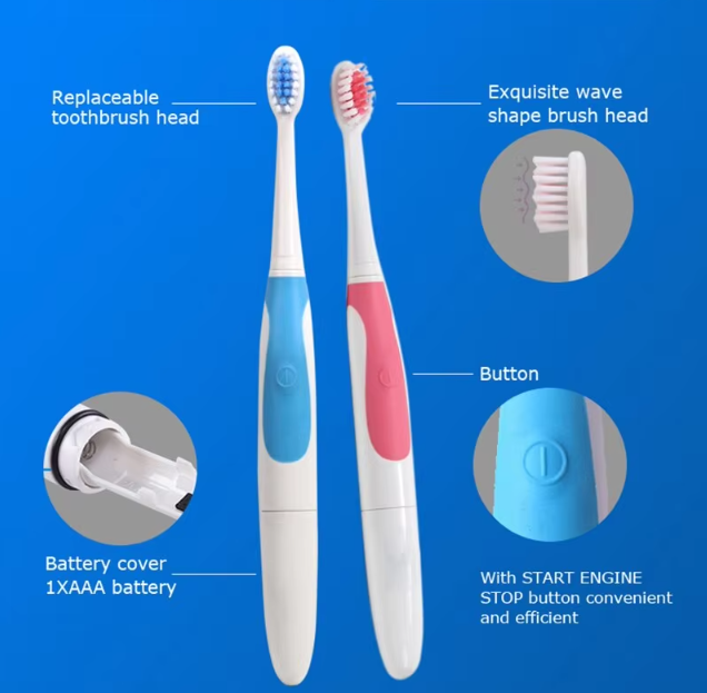 Travel Electric Toothbrush 2 Brush Heads Waterproof Ipx7 Slim Portable Adult Brush