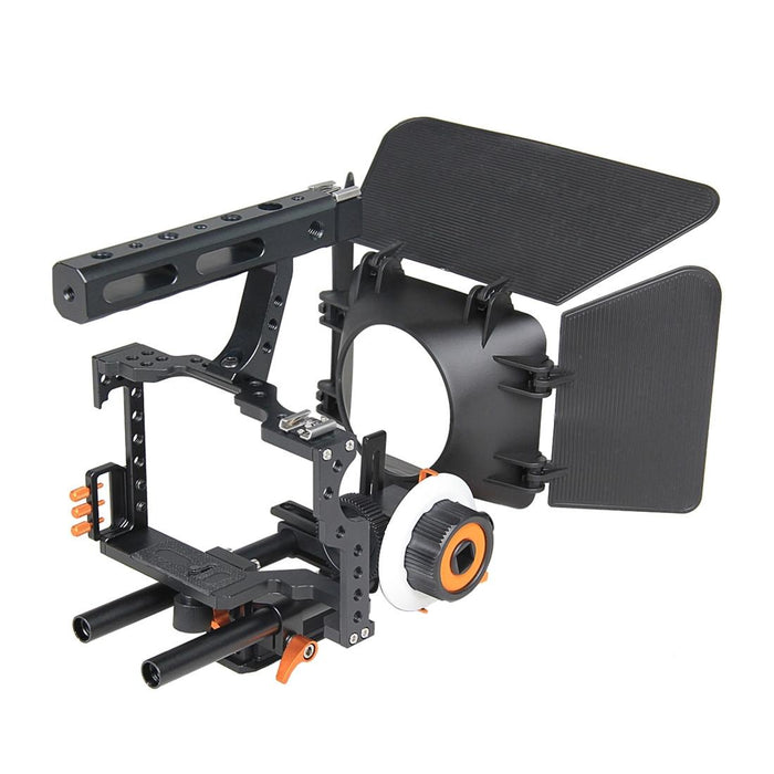 Ylg1105A A7 Cage Set Include Video Camera Cage Stabilizer / Follow Focus / Matte Box For Sony Gh4 / A7S / A7 / A7R / A72 / A7Rii / A7Sii / A6000 / A6500 / A6300 / A7R3 / A7S3 / A7R4 Orange