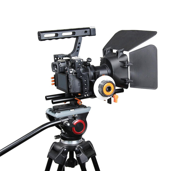 Ylg1105A A7 Cage Set Include Video Camera Cage Stabilizer / Follow Focus / Matte Box For Sony Gh4 / A7S / A7 / A7R / A72 / A7Rii / A7Sii / A6000 / A6500 / A6300 / A7R3 / A7S3 / A7R4 Orange