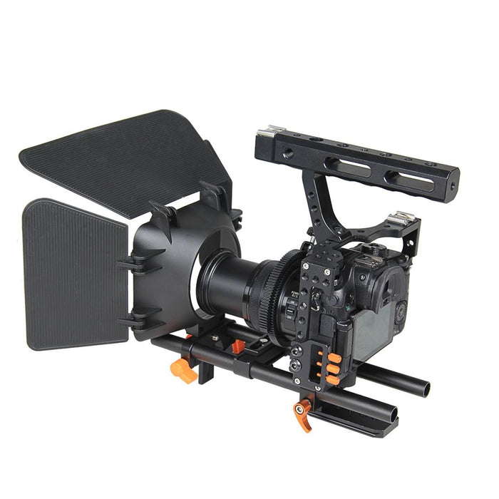 Ylg1105A A7 Cage Set Include Video Camera Cage Stabilizer / Follow Focus / Matte Box For Sony Gh4 / A7S / A7 / A7R / A72 / A7Rii / A7Sii / A6000 / A6500 / A6300 / A7R3 / A7S3 / A7R4 Orange