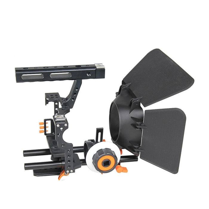 Ylg1105A A7 Cage Set Include Video Camera Cage Stabilizer / Follow Focus / Matte Box For Sony Gh4 / A7S / A7 / A7R / A72 / A7Rii / A7Sii / A6000 / A6500 / A6300 / A7R3 / A7S3 / A7R4 Orange