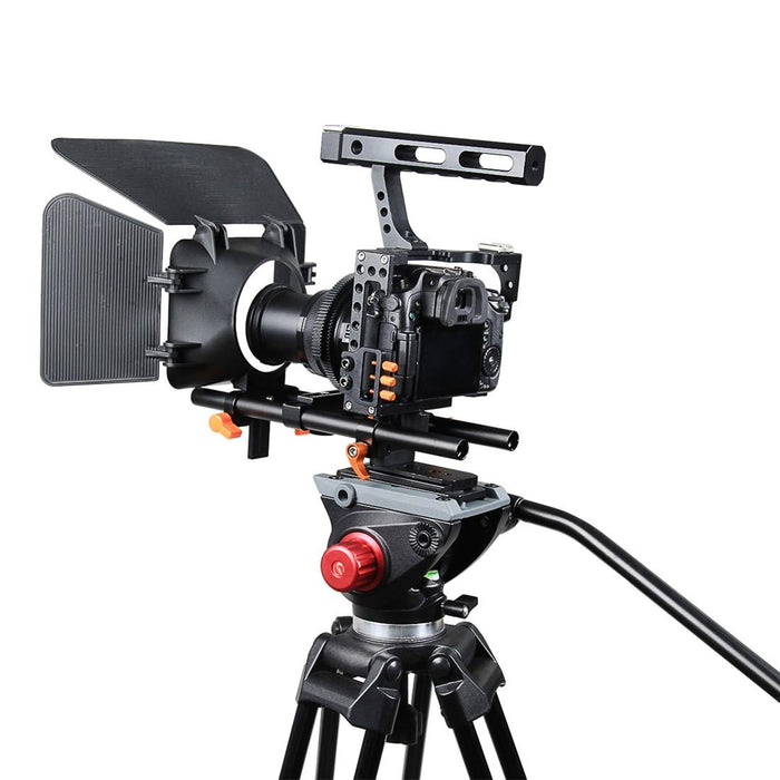 Ylg1105A A7 Cage Set Include Video Camera Cage Stabilizer / Follow Focus / Matte Box For Sony Gh4 / A7S / A7 / A7R / A72 / A7Rii / A7Sii / A6000 / A6500 / A6300 / A7R3 / A7S3 / A7R4 Orange