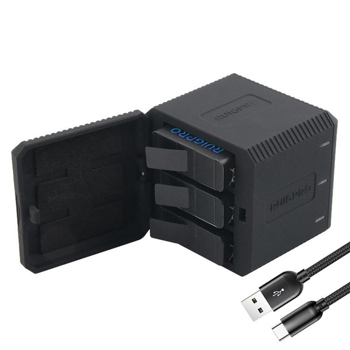 Usb Triple Batteries Housing Charger Box With Cable And Led