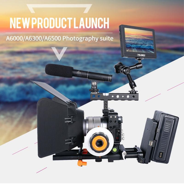 C6 Camera Video Cage Stabilizer For Sony A6000 / A6300 / A6500 / A6400 Black