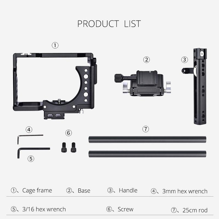 Ca7 Ylg0908A-A Handle Video Camera Cage Stabilizer For Sony A7K & A7X & A73 & A7S & A7R & A7Rii & A7Sii Black