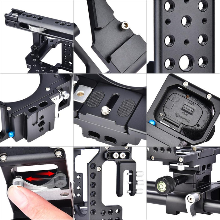 Ca7 Ylg0908A-A Handle Video Camera Cage Stabilizer For Sony A7K & A7X & A73 & A7S & A7R & A7Rii & A7Sii Black